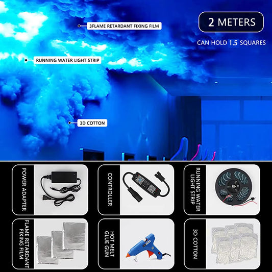 DIY Thunder Cloud Light Strip with APP & Remote Control, LED Cotton Cloud Ceiling Lightfor Bedroom Gaming Room Decor