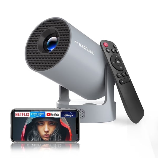 Projector 8K&4K 1080P Support, 290 ANSI Mini Projector Smart with 5W Soundbase Speaker for Movie Projection, HY300 Pro+ Grey