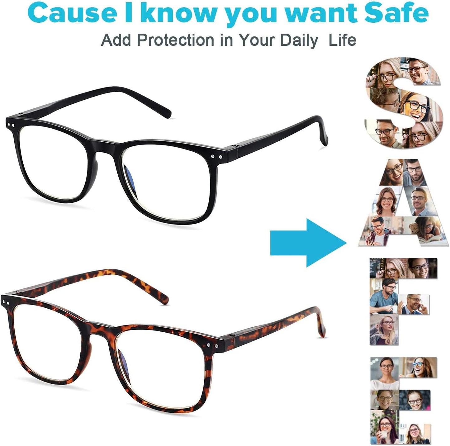 Blue Light Glasses for Men & Women,Gaming Glasses Anti-Glare UV400 Protection,Blue Light Blocking to Relieve Eye Strain